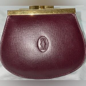 CARTIER BURGUNDY MUST LEATHER COIN POUCH